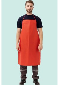 Resim Uzun Mutfak Önlüğü Aşçı Ve Garsonlar İçin Ayarlanabilir Yucca Long Şık Askılı Kırmızı 