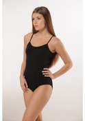 Resim Hmd 3001 Pamuk İnce Askılı Çıtçıtlı Body - Siyah Siyah 