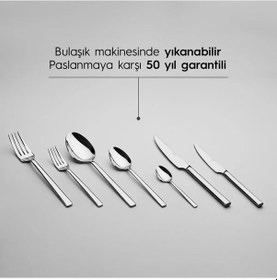 Resim Nehir Dalyan Sade 12 Kişilik 84 Parça Kutulu Çatal Kaşık Bıçak Takımı Gümüş 
