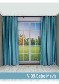 Resim Donatti Bebe Mavisi Star Blackout Pilesiz Tek Kanat Fon Perde Bebe Mavisi 