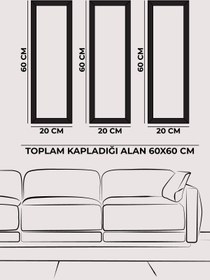 Resim Evinemoda Zarif Altın ve Mavi Çiçekler ile Dallar Gold Pleksi Aynalı 3 Parça Tablo 