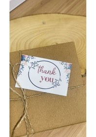 Resim E-ticaret Teşekkür Kartı Çiçekli Yazılı 5x8 Cm 100 Adet 
