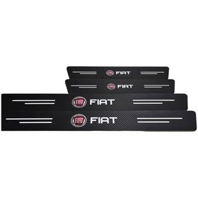 Resim Fiat Logolu Karbon Kapı Eşiği Koruyucu Bant Folyo 4'lü Set 