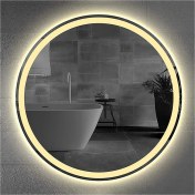 Resim Global Led Mirror 50 cm Kumlamalı Ledli Yuvarlak Ayna Banyo Aynası Dekoratif Ayna Boy Ayna Salon Duvar Ayna 