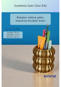 Resim Kalemlik Masa Kalemliği Organizer Kalemlik Altın Renk Model 75 Çok Renkli 