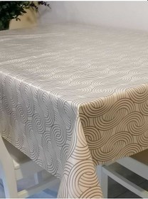Resim Elyaflı Pvc Muşamba - Desenli Silinebilir Masa Örtüsü 02mrl170a Bej 