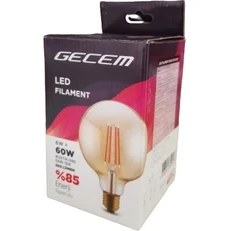 Resim Gecem 6W G95 Rustik LED Filamentli Ampul Sarı Işık 660 Lümen 2li Paket 