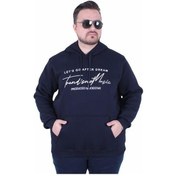 Resim Mocgrande Büyük Beden 3ip Kapüşonlu Sweat Let's Go 25720 Lacıvert Lacivert 