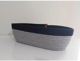 Resim Oval Sepet Düzenleyici Organizer Hasır Sepet Dekorasyon Hediyelik - 32X18X10 Cm Gri 