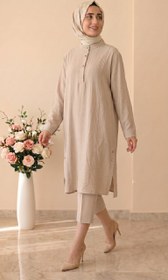 Resim Kado Yandan Yırtmaçlı Tunik 262720 - 46 / Bej 