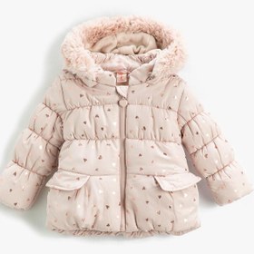 Resim Kız Bebek Şişme Mont Kapüşonlu İçi Peluş Astarlı 