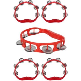 Resim Aker Hediyelik Parti Için Kırmızı Tef 4 Adet Plastik Def Zilli Tef 12 Zilli Güzel Ses Çıkaran Müzik Enstrümanı 