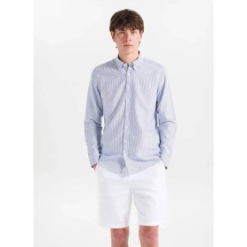 Resim Altınyıldız Classics Beyaz - Lacivert Erkek Düğmeli Tailored Fit Çizgili Gömlek ACE201262114 