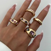 Resim 6 adet Set Kadınlar için Boho Vintage Geometrik Yüzük Seti Moda Kişilik Takı Hediyeleri Günlük Kıyafetler Tatil Plaj Partisi Aksesuarları ile Uyumlu 
