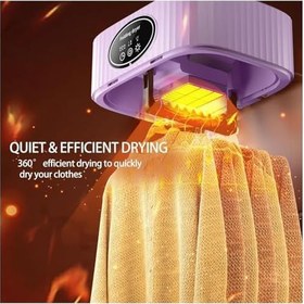 Resim Portatif Çamaşır Kurutma Makinesi, Çift Modlu Hızlı Kıyafet Kurutma, Geniş Hazneli Kurutma Torbası, Zamanlayıcılı Kapanma, Ev Ofis Seyahat İçin Kompakt Katlanabilir Elektrikli Kurutma Makinesi, Mor 