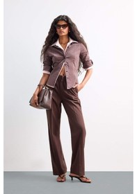 Resim Defacto Fitted Poplin Uzun Kollu Gömlek F9434ax25aubn267 Kahve 