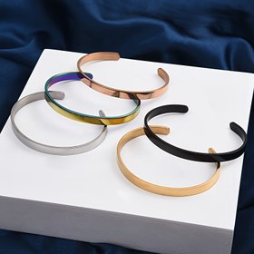 Resim 1 adet 6mm 304 Paslanmaz Çelik C Şekilli Moda Minimalist Açık Bilezik 