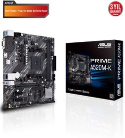Resim ASUS PRIME A520M-K 2xDDR4 VGA/HDMI 1xM2 AM4 ANAKART 