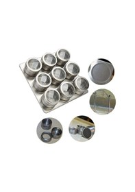 Resim Paslanmaz Çelik Masa Üstü 9Lu Mıknatıslı Baharatlık Takımı Cin220 Gri 