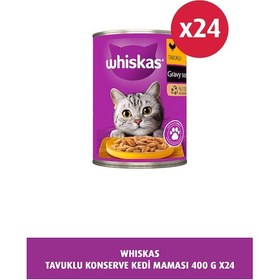 Resim Whiskas Tavuklu Konserve Yetişkin Kedi Maması 24 x 400 G 