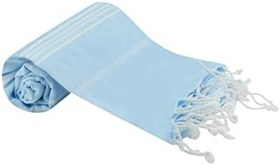 Resim GRVTANIUM Açık Mavi%100 Pamuk 180x100cm Peştemal Püsküllü Banyo,Plaj,Hamam Havlusu Kese Hediyeli M2 