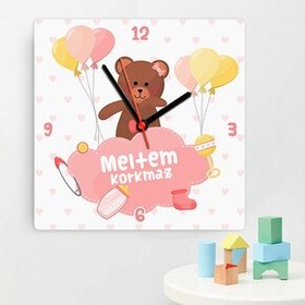 Resim Şirin Ayıcık Kız Bebek Duvar Saati 