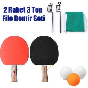 Resim Masa Tenisi Raketi Seti File Demir 2 Raket 3 Top Seti 