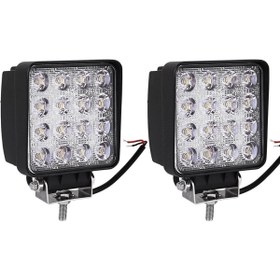 Resim Boostzone 2 Adet 16 Led Off Road Kare Çalışma Lambası Sis Lambası Projektör Gündüz Farı 48 Watt 