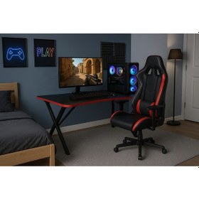 Resim X Metal Ayaklı Oyuncu Masası Gamer Masa Siyah-kırmızı 
