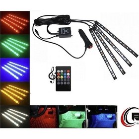 Resim Ayak Altı 12'li Araç Içi Sese Duyarlı Kumandalı Rgb Led 