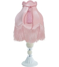 Resim Kadife Kaplı Halat Dekorlu Pudra Pembe Vintage Abajur AB012245 Diğer 