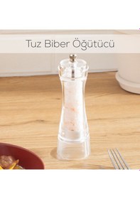 Resim Porsima 181002 Baharat Öğütücü Değirmen Baharat Değirmeni El Değirmeni Tuz Karabiber Öğütücü Baharatlık Şeffaf 