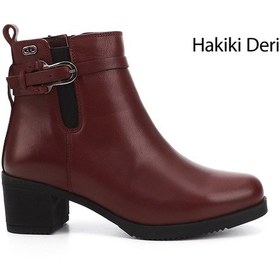 Resim Gönderi R Bordo Antik Fermuarlı Kalın Topuklu Hakiki Deri Bot Bordo 