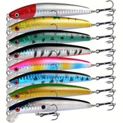 Resim 8 Parça Canlı Yüzen Minnow Balıkçılık Yem Seti - Dayanıklı ABS, Gerçekçi Balık Tasarımı ve Keskin Kanca, Tatlısu & Tuzlu Su Balıkçılığı için İdeal, Balık Yemi 