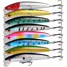 Resim 8 Parça Canlı Yüzen Minnow Balıkçılık Yem Seti - Dayanıklı ABS, Gerçekçi Balık Tasarımı ve Keskin Kanca, Tatlısu & Tuzlu Su Balıkçılığı için İdeal, Balık Yemi 
