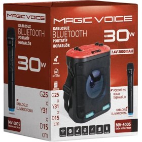 Resim Magıcvoıce Mv-6005 Vhf El Mik-usb/sd/bt30 Watt Işıklı Taşınabilir 