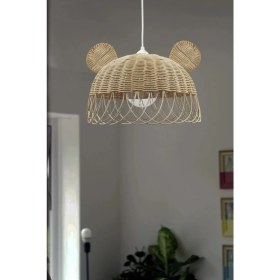 Resim Turkish Belkıs Rattan, Bambu, Hasır Sarkıt Avize Tavşan, Ayı Kulak Çocuk Odası Beyaz Duy 