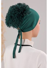 Resim Melodi Scarf Tesettür Fırfırlı Bone Zümrüt Yeşili Zümrüt Yeşili 