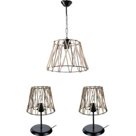 Resim Halatlı Yatak Odası Aydınlatma Set Siyah 