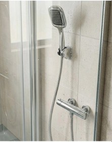 Resim Mey İthalat Siyah Duş Başlığı Seti Spiral Hortumlu El Duşu Ve Duvar Askısı Banyo Seti 