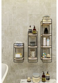 Resim Bino Bino Duvar Rafı 3 Lü Mini Set Doğal Ahşap Yatak Odası Dekoratif S 