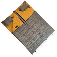 Resim Naturecamp Elika 200 -5 Derece Birleşebilir Çift Kişilik Yastıklı Gri Uyku Tulumu 