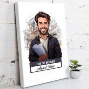 Resim Karikatürlü En İyi Erkek Mimar Kanvas Tablo 