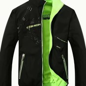 Resim Erkekler için Çift Taraflı Harf Baskılı Şık Yaka Ceketi - Mavi ve Sarı Tasarım, Hafif Polyester, Dış Mekan ve Spor İçin Fermuarlı, Rahat Giyim, Dayanıklı Dış Mekan Kıyafeti 