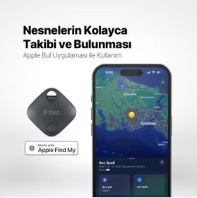 Resim Ttec Apple Lisanslı Akıllı Takip Cihazı Air Tag Sesli Uyarı Kedi Köpek Araç Bavul Araç Takip Cihazı 