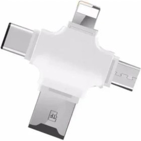 Resim iPhone iPad Android Uyumlu Otg - Micro Otg - Type C Otg 3 In1 Kart Okuyucu Reader - Beyaz 