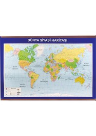 Resim 70x100 Cm Dünya Siyasi + Rulo Fiziki Çıtalı Harita-pan406 