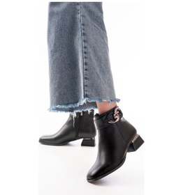 Resim Rm-504 Siyah Toka Aksesuarlı Topuklu Fermuarlı Günlük Kadın Bot Acı Kahverengi 