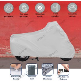 Resim Breen Gri Volta Vs-2 Uyumlu Motosiklet Brandası Scooter Brandası Güvenli Koruma 