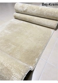 Resim KREM Kaymaz Taban Peluş Post Yolluk Koridor Antre Mutfak Yatak Odası Kesme Halı 